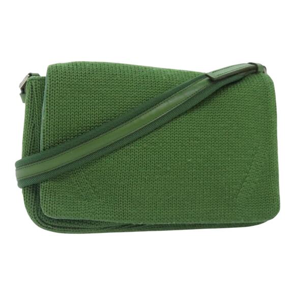 PRADA Shoulder Bag Knitted Fabrics Green Silver - Picture 1 of 16